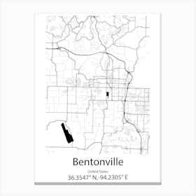 Bentonville,United States Minimalist Map 1 Canvas Print