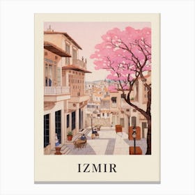 Izmir Turkey 2 Vintage Pink Travel Illustration Poster Canvas Print