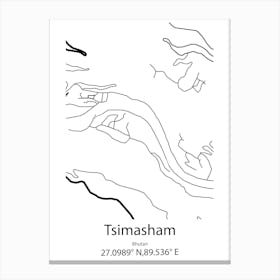 Tsimasham,Bhutan Minimalist Map Canvas Print