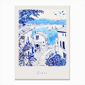 Zadar Croatia 4 Mediterranean Blue Drawing Poster Canvas Print