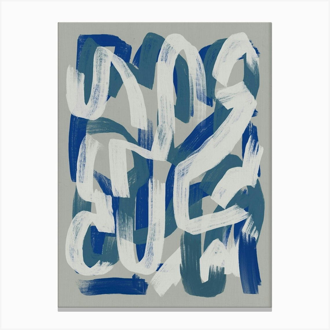 Blue And White Abstract Painting Canvas Print by Little Dean
