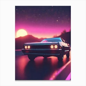 Car On The Road At Night Canvas Print