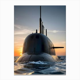 Submarine At Sunset -Reimagined 2 Canvas Print