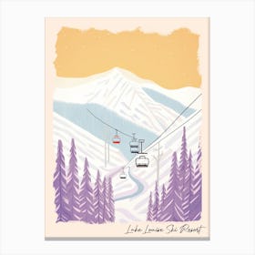 Poster Of Lake Louise Ski Resort   Alberta, Canada, Ski Resort Pastel Colours Illustration 1 Canvas Print