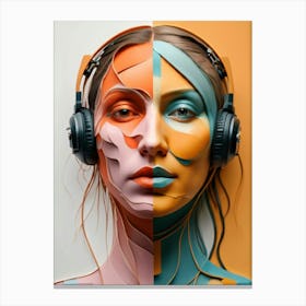 Abstract Portrait Of A Woman With Headphones Canvas Print