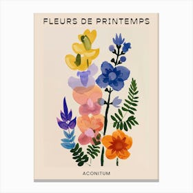 Spring Floral French Poster  Aconitum 2 Canvas Print