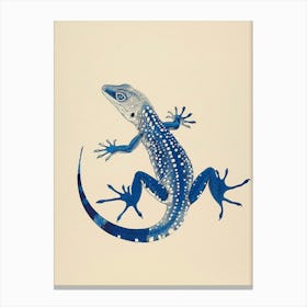 Blue African Fat Tailed Gecko Block Print 4 Canvas Print