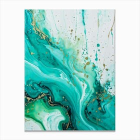 Acrylic Painting Of An Abstract Design Featuring Dirty Watercolor Splashes Blending Teal Green An (2) Canvas Print