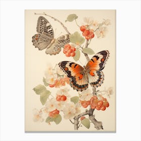 Butterfly Floral Japanese Style Painting 2 Canvas Print