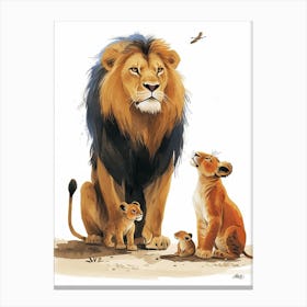 Barbary Lion Interaction Clipart 4 Canvas Print