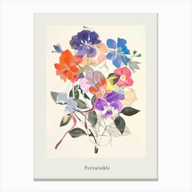 Periwinkle Collage Flower Bouquet Poster Canvas Print