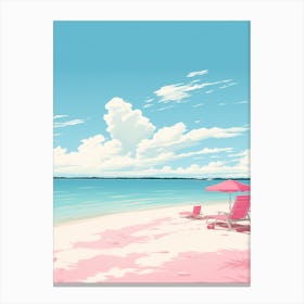 An Illustration In Pink Tones Of  Grace Bay Beach Turks And Caicos 3 Canvas Print