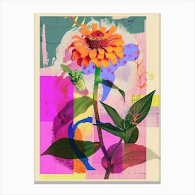 Zinnia 2 Neon Flower Collage Canvas Print
