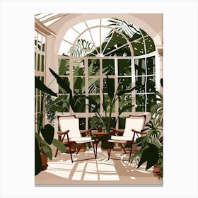 Sunroom With Chairs And Plants Canvas Print