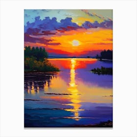 Sunrise Over Lake Waterscape Impressionism 2 Canvas Print