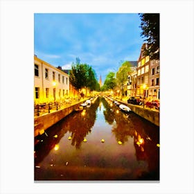 Amsterdam Canal At Dusk Canvas Print