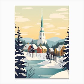 Vintage Winter Travel Illustration Rovaniemi Finland Canvas Print