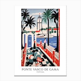 Ponte Vasco De Gama, Portugal, Colourful 3 Travel Poster Canvas Print