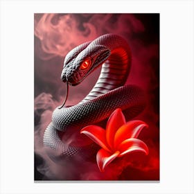 Snake With Red Flower Canvas Print