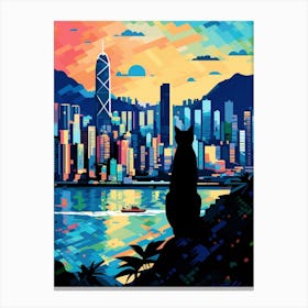Shenzhen China Skyline With A Cat 2 Canvas Print