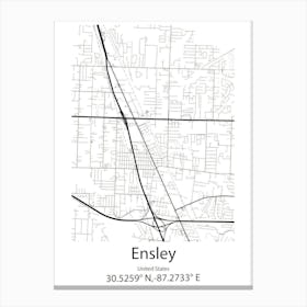 Ensley,United States Minimalist Map Canvas Print