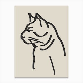 Line Art Cat Drawing Canvas Print