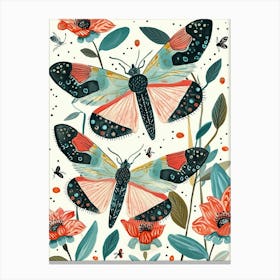 Colourful Insect Illustration Lacewing 5 Canvas Print