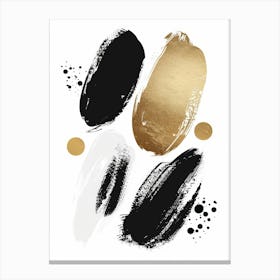 Black And Gold Brush Strokes 7 Canvas Print