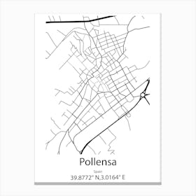 Pollensa,Spain Minimalist Map Canvas Print