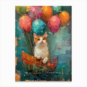 Cat With Balloons Canvas Print