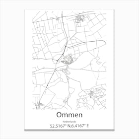 Ommen,Netherlands Minimalist Map Canvas Print