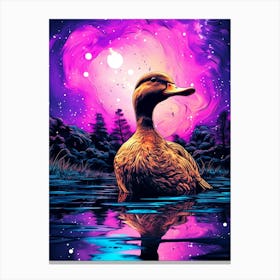 Duck In The Water Canvas Print