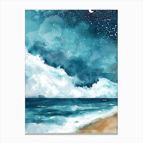 Watercolor Of The Beach Canvas Print