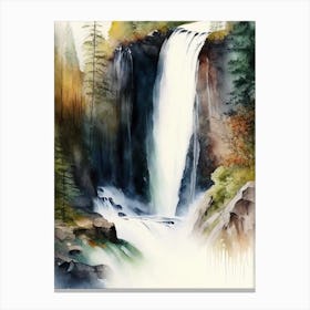 Hogum Falls, Norway Water Colour  (1) Canvas Print