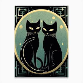 The Lovers, Black Cat Tarot Card 1 Canvas Print