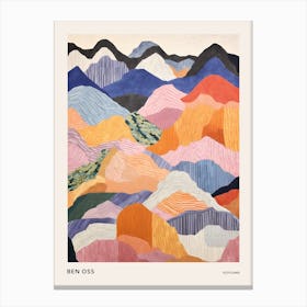 Ben Oss Scotland Colourful Mountain Illustration Poster Canvas Print