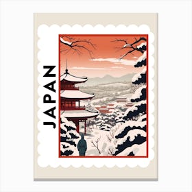 Retro Winter Stamp Poster Kyoto Japan 2 Canvas Print