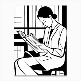 Just a girl who loves to read, Grayscale art inspired Black and white Stylized portrait of a Woman reading a book, book reading art, 181 Canvas Print
