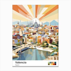 Valencia, Spain, Geometric Illustration 1 Poster Canvas Print
