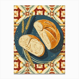 Rustic Bread On A Tiled Background 1 Canvas Print