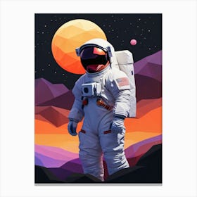 Low Poly Astronaut Minimalist Sunset (6) Canvas Print