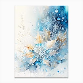 Water, Snowflakes, Storybook Watercolours 3 Canvas Print