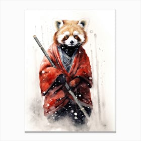 Baby Red Panda As A Jedi Watercolour 4 Canvas Print