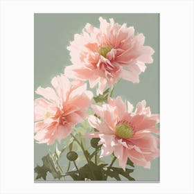 Dahlia Flowers Acrylic Painting In Pastel Colours 9 Canvas Print