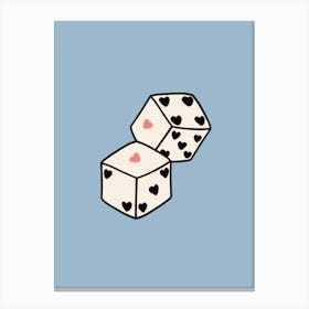 Heart Dice Blue Canvas Print