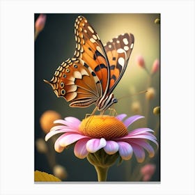 Butterfly On A Flower 9 Canvas Print