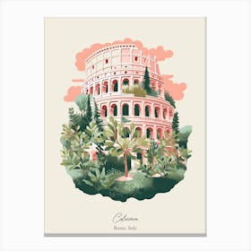 Colosseum   Rome, Italy   Cute Botanical Illustration Travel 0 Poster Canvas Print