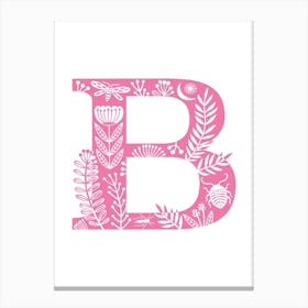 Letter B Pink Canvas Print