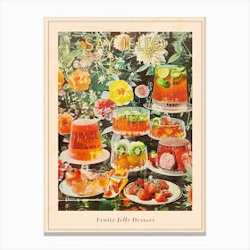 Fruity Jelly Dessert Retro Collage Poster Canvas Print