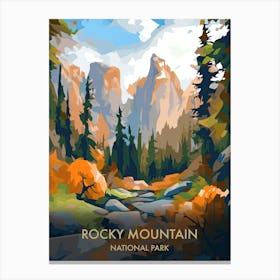 Rocky Mountain National Park Travel Poster Illustration Style 3 Canvas Print